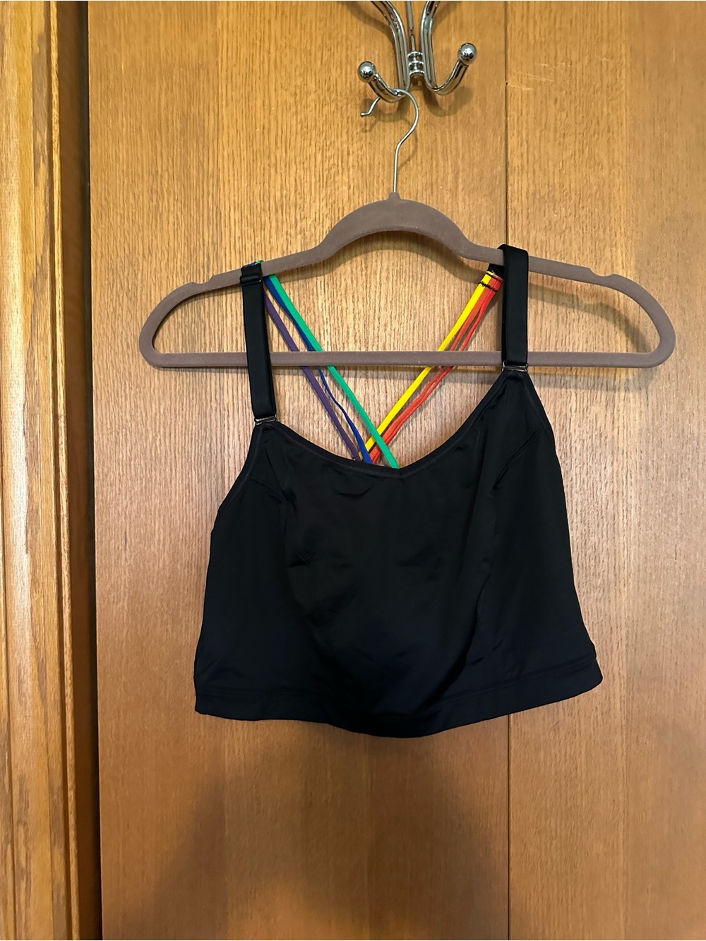 Livi Active Black Bralette with Rainbow Crisscross Straps